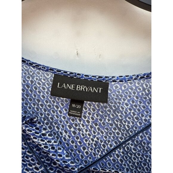 Lane Bryant Blue Sheer Knit Blouse Plus Size 18/20 Long Sleeve Boho Casual - Picture 3 of 6